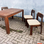 Brutalist Jaren 60 Eetkamerset (uitschuifbare Stafel + 4 Stoelen) thumbnail 5