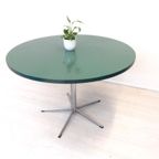 Retro Ronde Vintage Eettafel Tafel Jaren 70 Hout Rond Chroom thumbnail 2