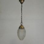 Art Deco Hanglamp Met 6 Hoekige Kap Aan Ketting, Jaren 30 thumbnail 2