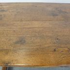 Prachtige Antieke Franse Boeren Eettafel Van Eikenhout Met 2 Lades En Originele Details thumbnail 14