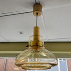 Vintage Hanglamp Plafondlamp Messing Amber thumbnail 3