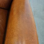 Set Van 2 Grote, Stoere En Comfortabele Vintage Cognac-kleurige Schapenleren Fauteuils/armchairs thumbnail 10