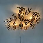 Large Italian Floral Gilded Gold Wall Lamp , 1970’S thumbnail 5