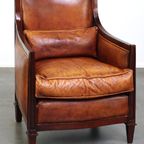 Mooie Schapenleren Artdeco Design Fauteuil/ Armchair Afgewerkt Met Hout thumbnail 4