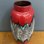 Ceramic Red, Grey, Green Vase By Scheurich Germany Model 553-38 thumbnail 2