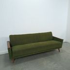 Slaapbank Met Groene Stof En Teakhout thumbnail 13