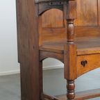 Antieke Houten Bank Met Een Hoge Rug En Leuke Details Uit Eind 19e/ Begin 20e Eeuw thumbnail 5