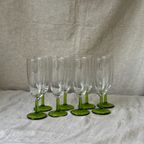 8X Vintage Champagne Flute Met Groene Voet, Reliving thumbnail 4