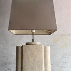 Architectural Table Lamps In Travertine And Brass Style Maison Jansen , 1970S thumbnail 2