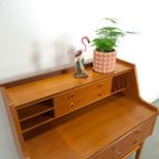 Zweeds Teak Secretaire Met Lades En Uitschuifbaar Blad, Bureau thumbnail 14