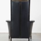 Zeer Statige Zwarte Rundleren Design Fauteuil/armchair Van Giorgetti Met Een Uitmuntend Zitcomfor thumbnail 5