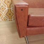 Vintage 3-Zit Zetel Bank Sofa Skai Cognac thumbnail 8