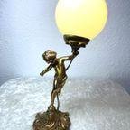 Art Nouveau Koperen Lamp Engel thumbnail 5
