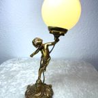 Art Nouveau  Koperen Lamp Engel thumbnail 5