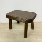 Brutalist Solid Oak Wooden Side Table , 1970S thumbnail 2