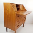 Vintage Deense Teakhouten Secretaire | Wandkast | Ladenkast thumbnail 3