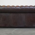 Donkerbruin Gevlamde Rundleren Engelse 2.5 Zits Chesterfield Bank thumbnail 4