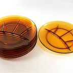 Vintage Glazen Vakjesborden Amber Duralex thumbnail 2