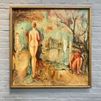 Surrealistisch Schilderij Van Yves Boël - Le Rêve De Bacchus - 1966 thumbnail 12