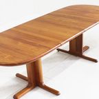 Vintage Danish Oval Extendable Dining Table Solid Teak 1960s thumbnail 6