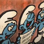 Xl Big Wooden Funky Music Smurfs Wall Sculpture Board thumbnail 3