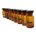 Echte Oude Apotheker Medische Flessen Potten Set Bruin Amber Glas thumbnail 3