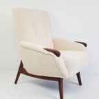 Vintage Teak Houten Fauteuil Nieuw Gestoffeerd Teddy thumbnail 3