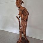 Groot Balinees Beeld Man Met Haan Bali Hout 105 Cm thumbnail 2