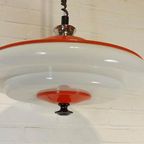 Vintage Space Age Ufo Pullout Hanglamp, Oranje En Wit thumbnail 7