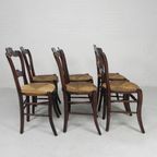 Set Van 6 Boerenstoelen Met Rieten Zitting, Rond 1900 thumbnail 16