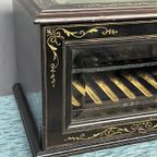 Humidor Voor Sigaren. Ebbenhout, Kristalglas. Napoleon Iii. thumbnail 2
