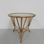 Rotan , Bamboe Salontafel Met Ronde Glasplaat thumbnail 2