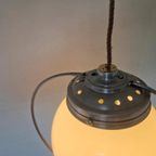 Art Deco Opaline Hanglamp Aluminum Frans thumbnail 9