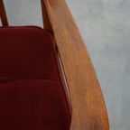 Set Van 4 Art Nouveau/ Jugendstil Design Schuitema Eetkamerstoelen Met Rode Stoffen Bekleding thumbnail 15