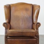 Charmante Schapenleren Oorfauteuil Met Een Mooi Patina En Een Goed Zitcomfort thumbnail 3