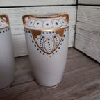 Set Van 2 Porseleinen Vaasjes, Jugendstil. thumbnail 4