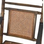 Officer’S Chair - Wooden Frame, Wicker Seat And Leather Arm Straps - Military Campaign Style thumbnail 6