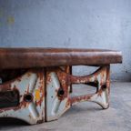 Pair Of Industrial Steel Leather Benches thumbnail 7