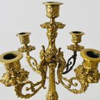 Gotische Messing Candelabra Met Vijf Armen Barok thumbnail 5