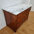 Vintage Frans Dressoir Commode Ladekast Badkamermeubel Met Marmer Blad 703 thumbnail 16