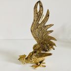 Set Franse Verguld Metalen Gouden Kemphanen Midcentury thumbnail 5