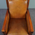 Waanzinnig Vormgegeven Schapenleren Art Deco Design Fauteuil thumbnail 6