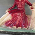 Art Deco Arnova Schouwbeeld 382 Vrouw Met Poedel Beeld thumbnail 14