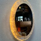 Grote Ovale Vintage 'Iceglass' Spiegel. Hillebrand, Duitsland 1970'S thumbnail 6