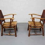 Pair Of Rush And Oak Armchairs By De Ster Gelderland thumbnail 6