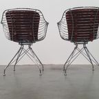 2 Design Wire Chairs Chroom Met Cognac Seat Pads thumbnail 7