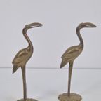 Set 2 Vintage Messing Flamingo Kraanvogel '70 Regency Goud thumbnail 3