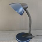 Vintage Happylight Bureaulamp Blauw Metaal Met Zwart thumbnail 2