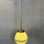 Art Deco Hanglamp Groene Opaline En Messing Armatuur thumbnail 9