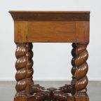 Prachtige Sierlijke Antieke Hal/ Sidetable Uit De 19E Eeuw Met Gedraaide Poten En 1 Lade thumbnail 6